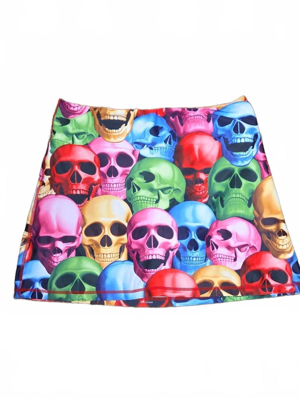 ReadyGolf | Multicolor Skull Print Golf Skort | M